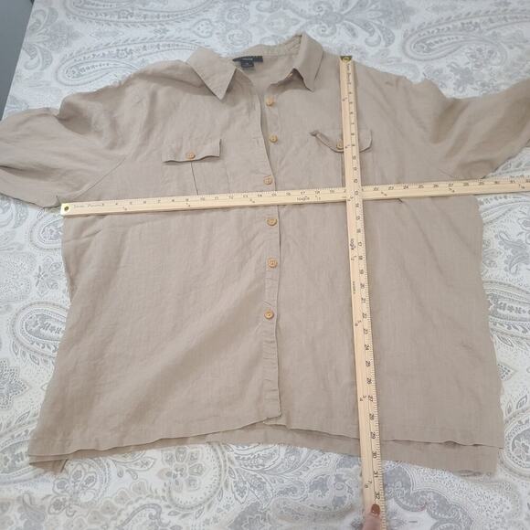 David Dart Collection Vintage Linen ladies button up beige Size 3x Quiet luxury - Picture 4 of 9